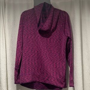 Athleta Tranquility Space Dye Purple Pink Cowl Neck Pullover Large